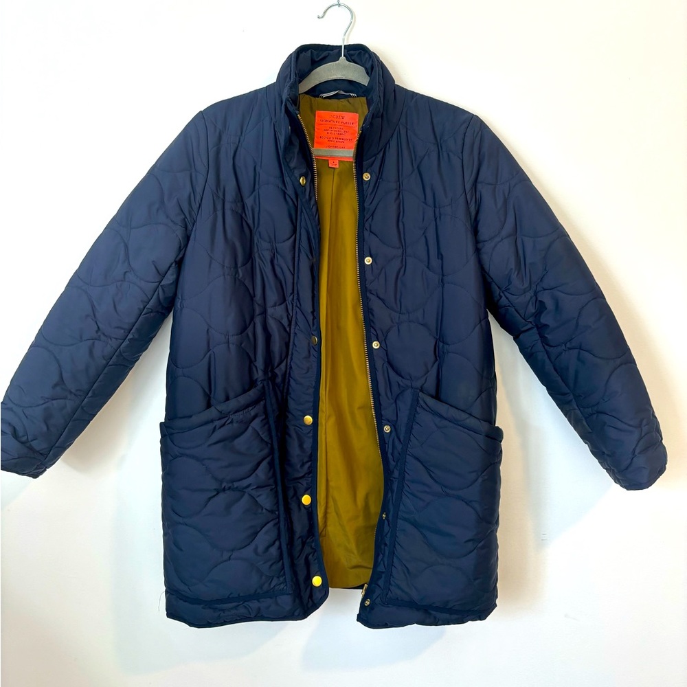 J CREW Women's Navy Quilted Coat - Size Small